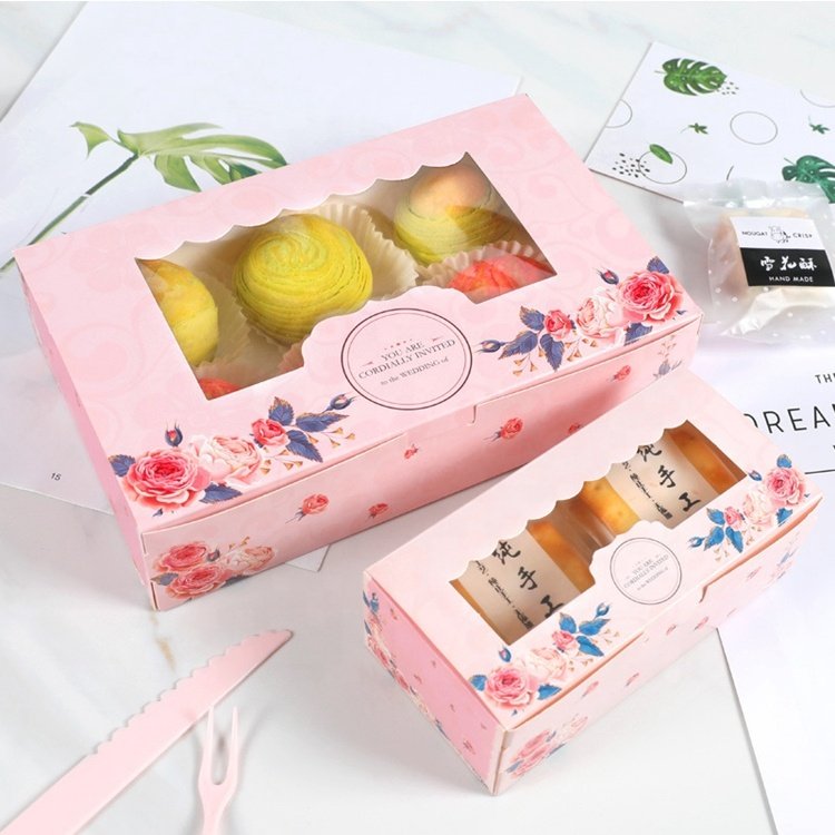 Customize Wholesaler Food-grade Cake Box With Clear Plastic Window for Pastry Cupcake Cookies packing