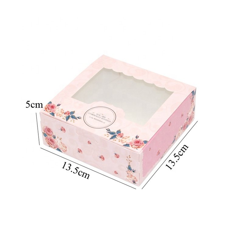 Customize Wholesaler Food-grade Cake Box With Clear Plastic Window for Pastry Cupcake Cookies packing