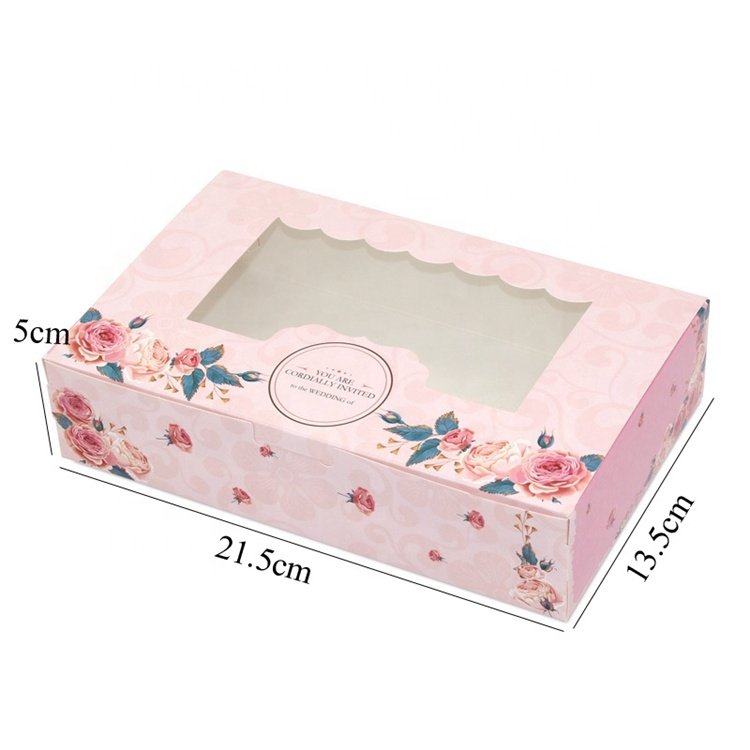 Customize Wholesaler Food-grade Cake Box With Clear Plastic Window for Pastry Cupcake Cookies packing