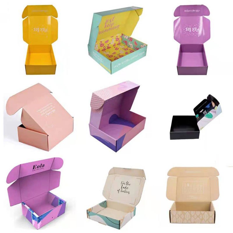 Folding Pink Gold Hard Rigid Cardboard Shoe Clothing Packing Small Gift Paper Custom Logo Shipping Box