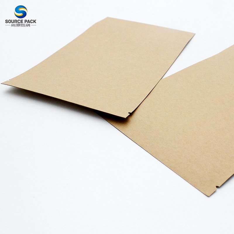 Wholesale Eco Friendly ziplock Biodegradable stock packaging stand up food kraft brown paper bag
