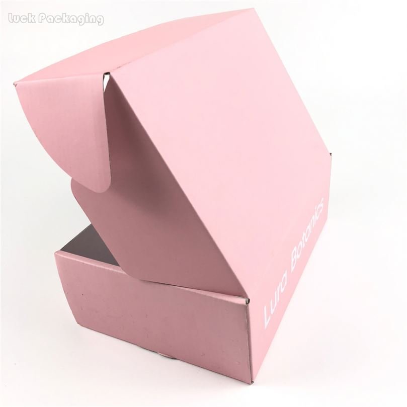 Custom Pink Private Logo Printed Corrugated Cardboard Folding Packaging Shipping Carton Paper Mailing Postal Box