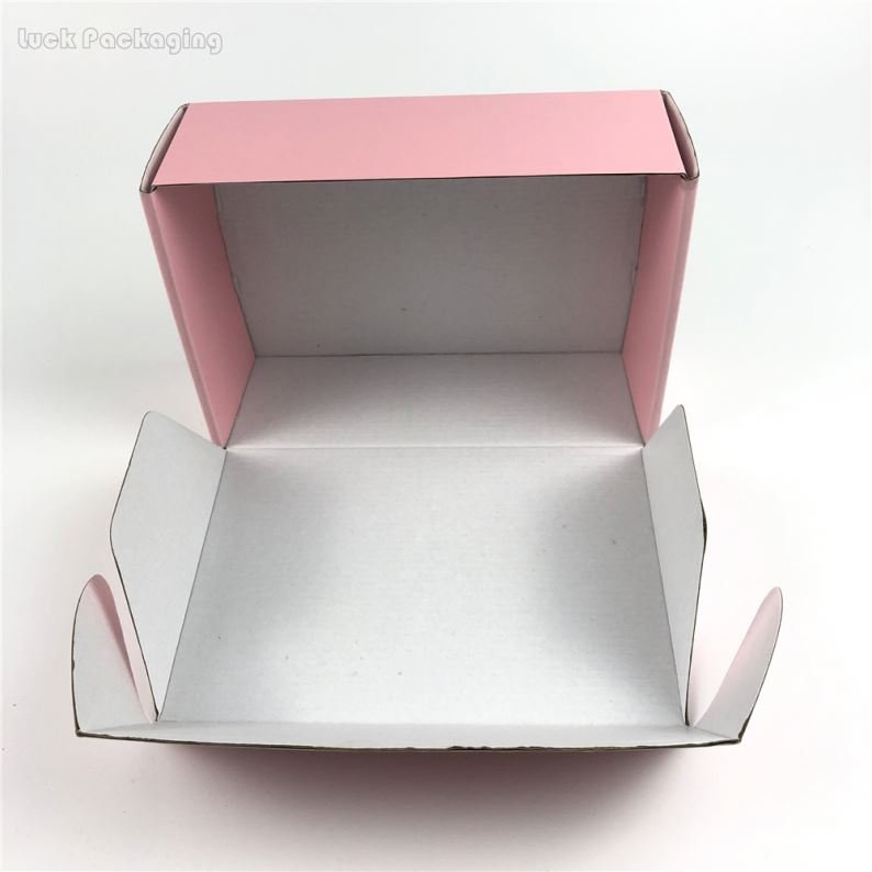 Custom Pink Private Logo Printed Corrugated Cardboard Folding Packaging Shipping Carton Paper Mailing Postal Box