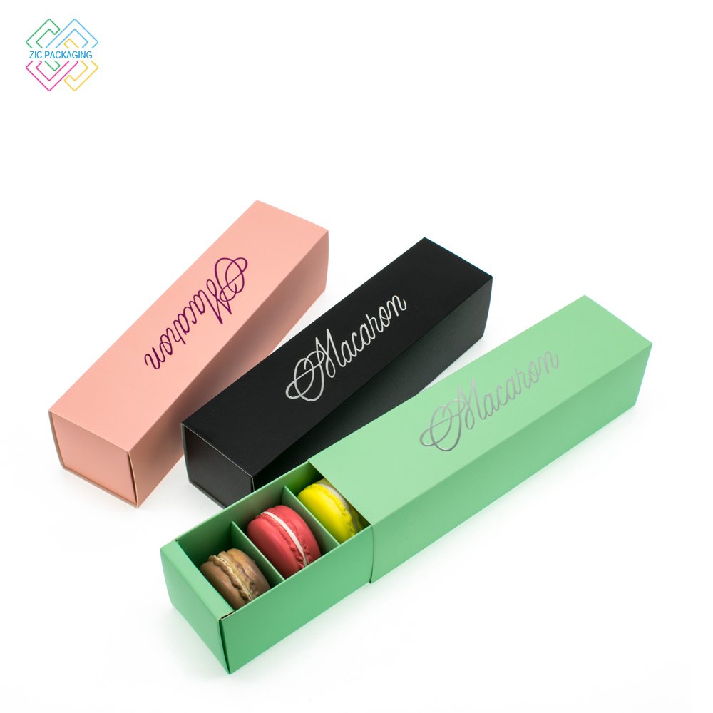 Wholesale Price Disposable Macoron Bakery Packaging Drawer Box Cookie Packaging Paper Boxes with Custom Logo