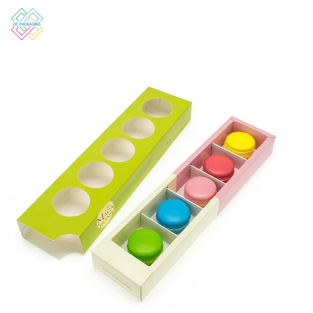 Wholesale Price Disposable Macoron Bakery Packaging Drawer Box Cookie Packaging Paper Boxes with Custom Logo