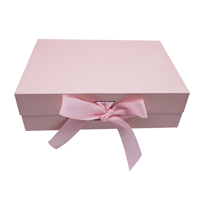 custom Book Shaped luxury pink magnetic closure lid folding Foldable cardboard packaging paper gift box with ribbon