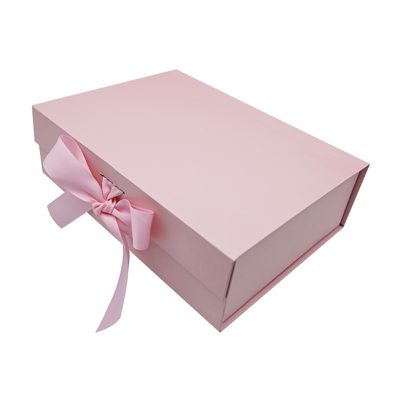 custom Book Shaped luxury pink magnetic closure lid folding Foldable cardboard packaging paper gift box with ribbon