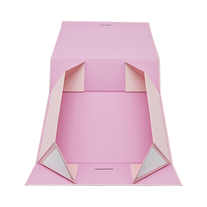 custom Book Shaped luxury pink magnetic closure lid folding Foldable cardboard packaging paper gift box with ribbon