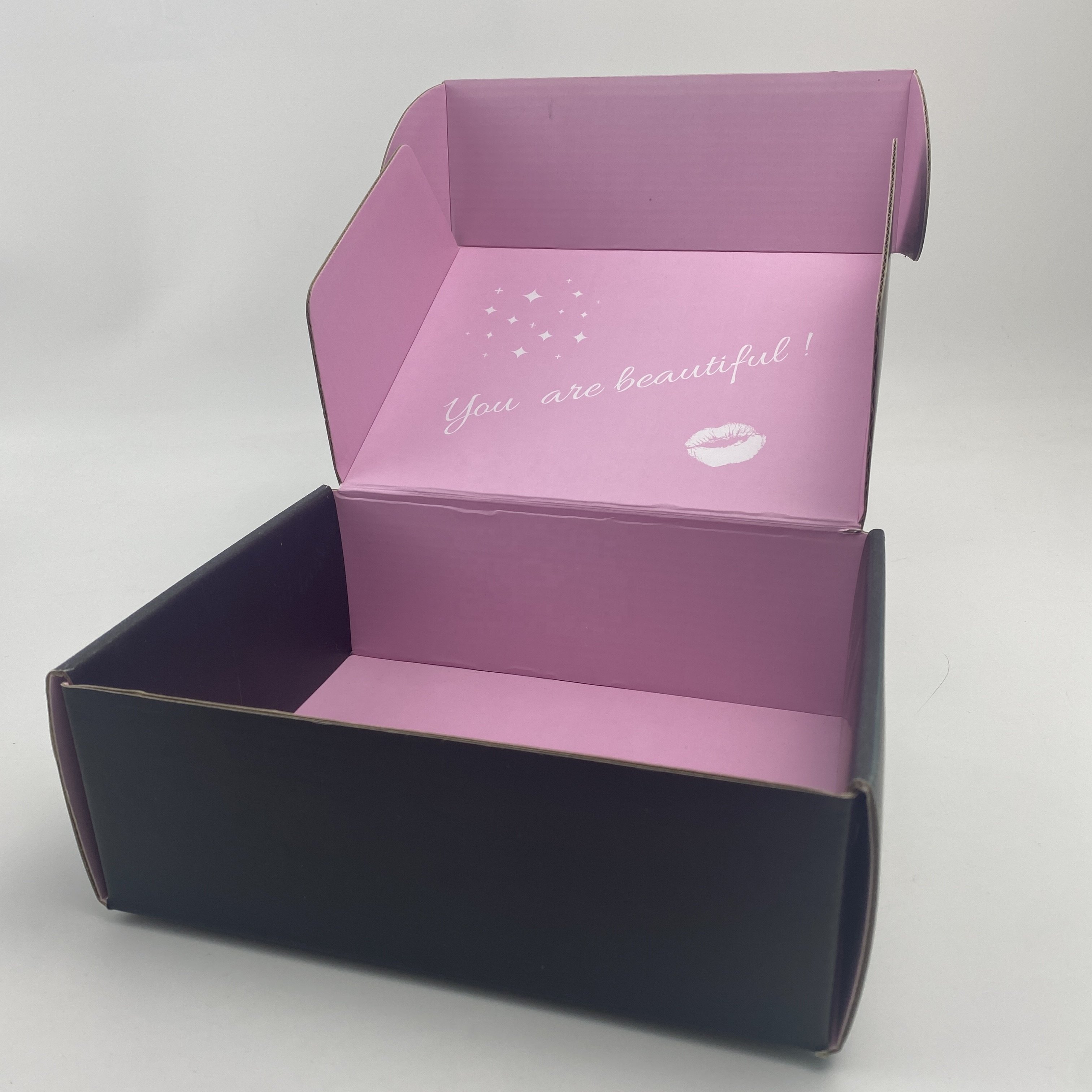 Customized logo printing perfume paper packaging box black shipping corrugated cardboard mailer box for emballage carton
