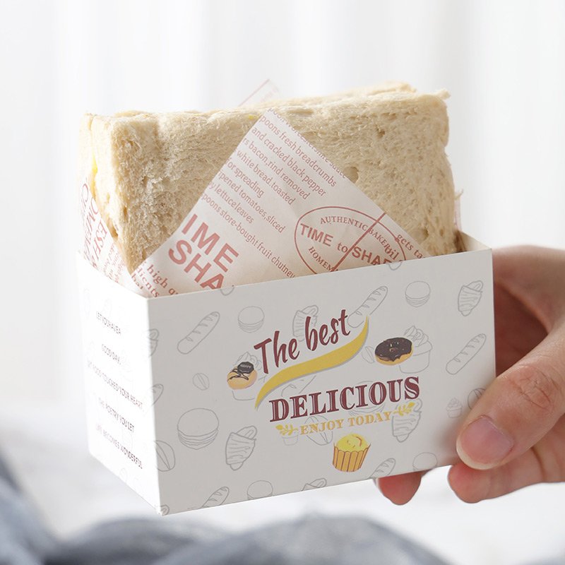 Carton Sandwich Packaging Paper Box Printed Greaseproof Sandwich Wrapping Paper Disposable Food Packaging Offset Printing