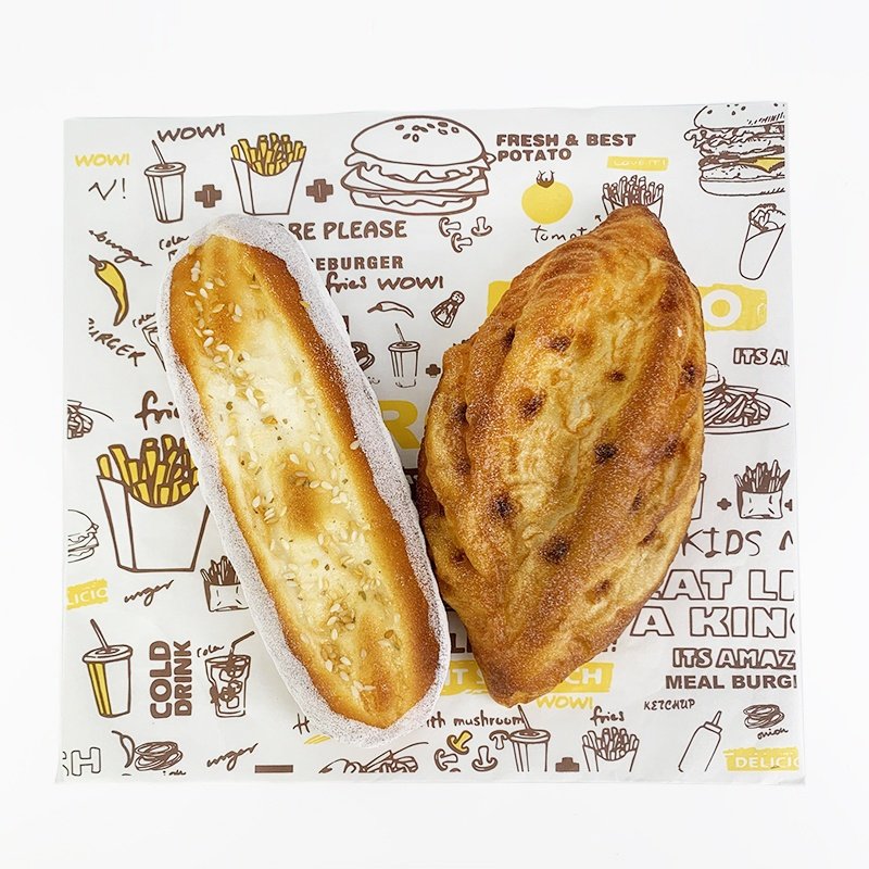 Custom Fast Food Hamburger Sandwich Packaging Paper Food Grade Eco Friendly Printing Logo Safe Non Toxic Wax Greaseproof Paper