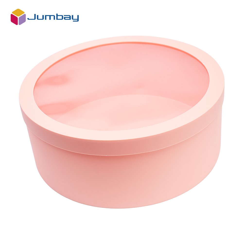Custom Color Valentines Rose Flower Round Gift Flower Box With Clear Window