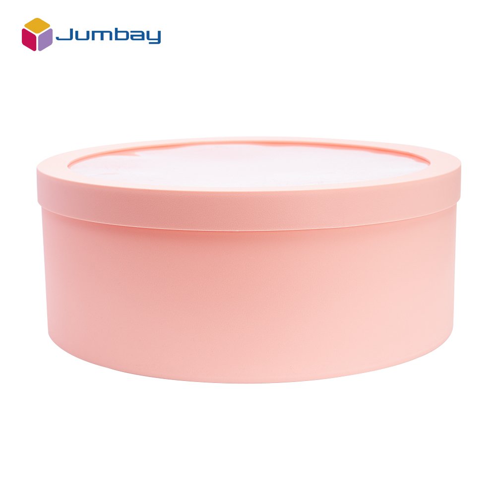 Custom Color Valentines Rose Flower Round Gift Flower Box With Clear Window
