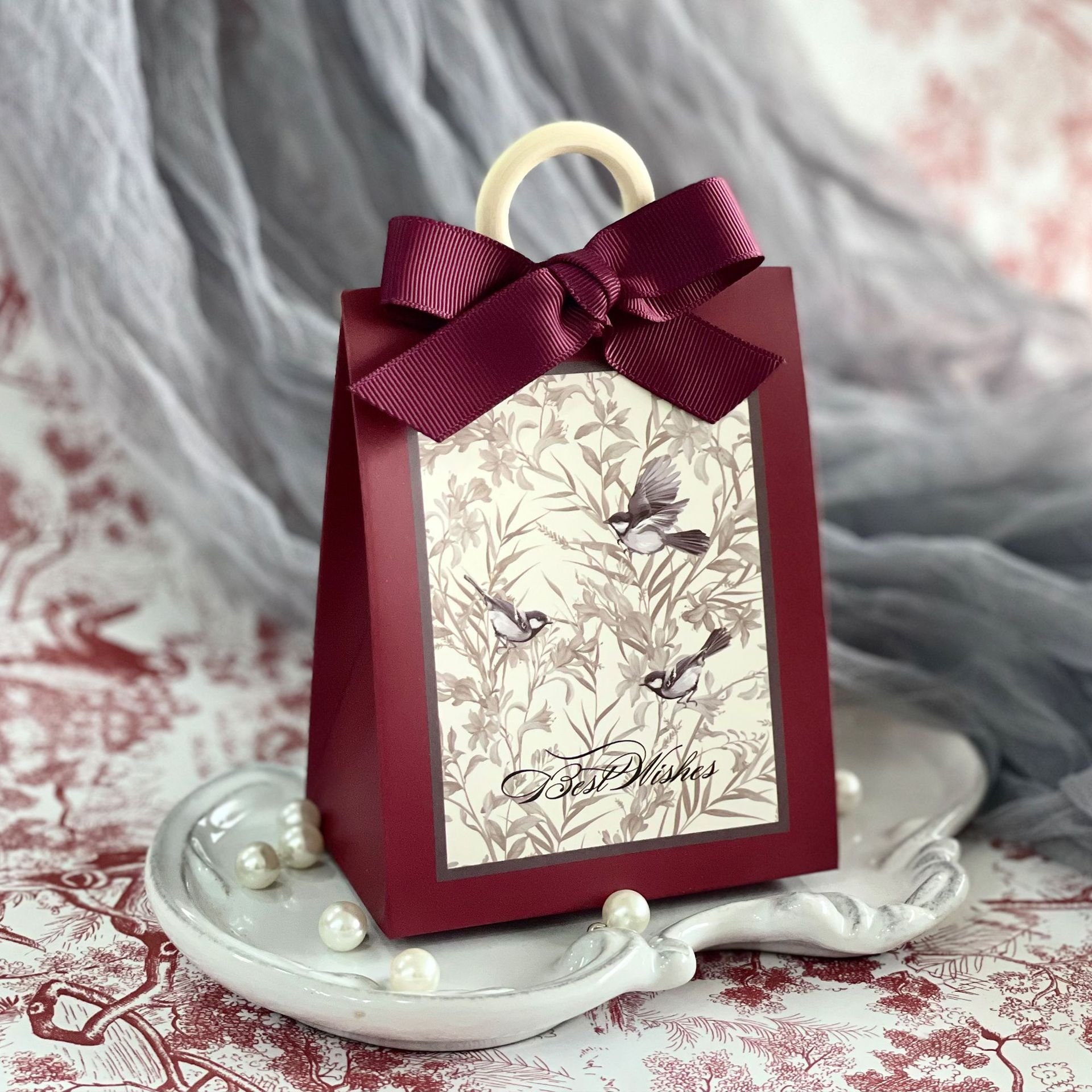 Vintage Wedding Candies Gift Box with Ribbon For Party Confetti Box Luxurious Chocolate Candy Packaging Box