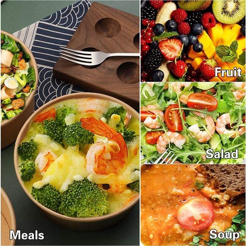 Factory directly wholesales disposable PVC fruit salad bowls with foldable kraft paper packaging for fruit use
