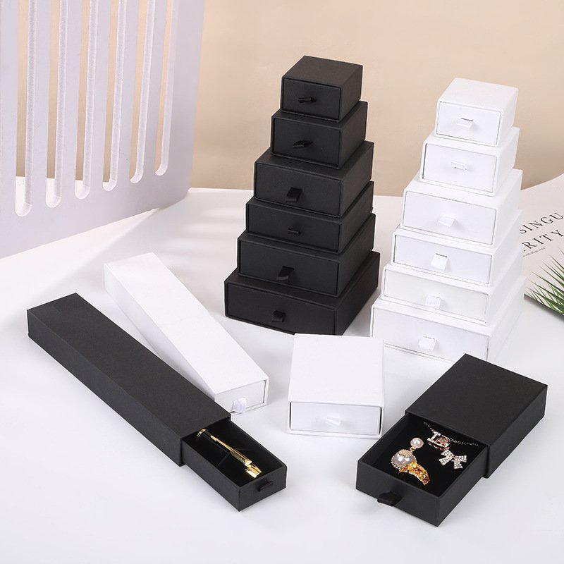 MU Customized Design Packaging Boxes Black Jewelry Paper Box For Wedding Gift