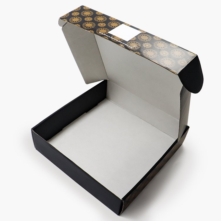 Packaging printing corrugated cardboard folding black paper mailing box custom logo