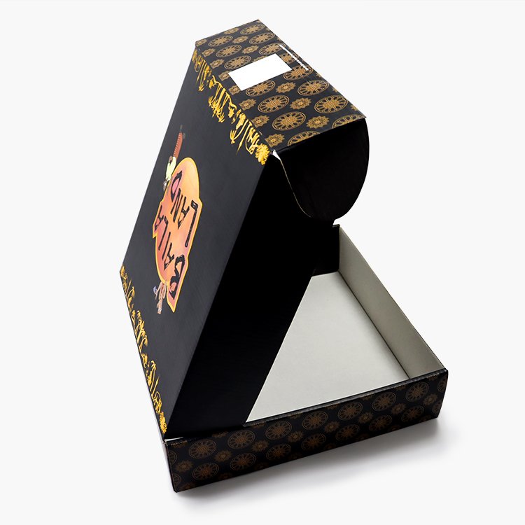 Packaging printing corrugated cardboard folding black paper mailing box custom logo