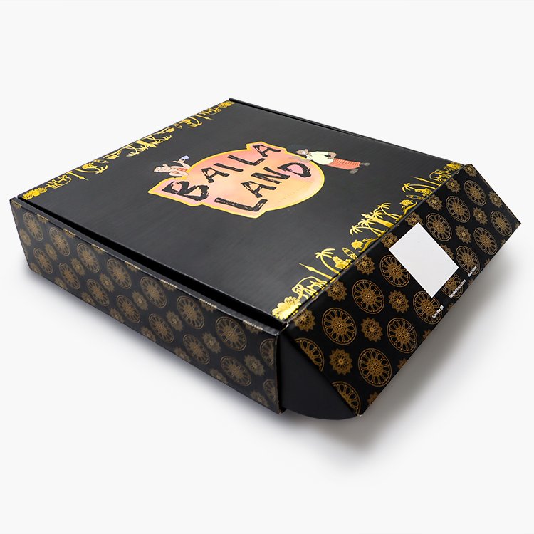 Packaging printing corrugated cardboard folding black paper mailing box custom logo