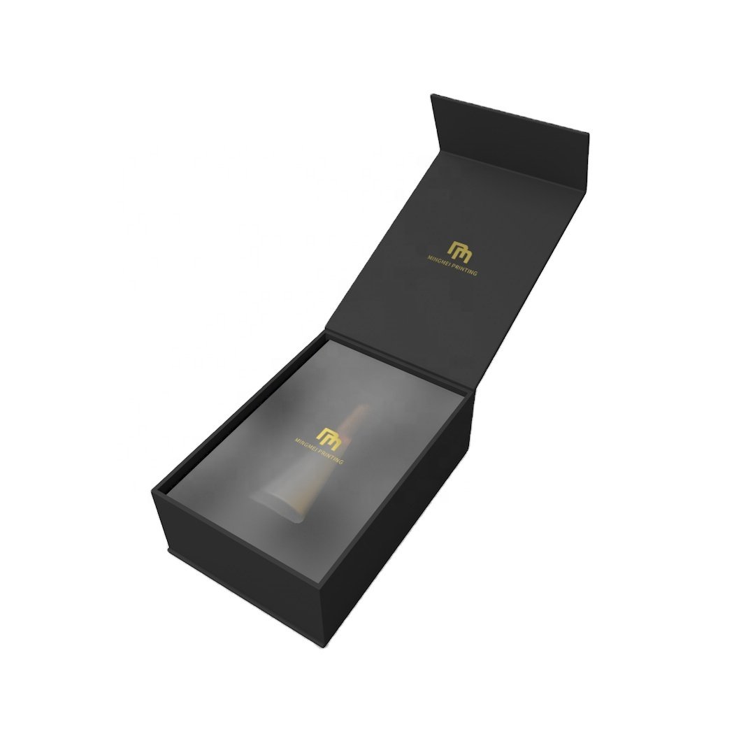 Customize Perfume Box 50ml 100ml Black Rigid Cardboard Magnetic Paper Packaging Box Bottles Packing With Foam Insert