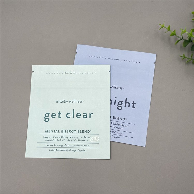 Biodegradable Eco-friendly Dietary Supplement Kraft Paper Sachet Mini Packaging Bag Standing zipper bag
