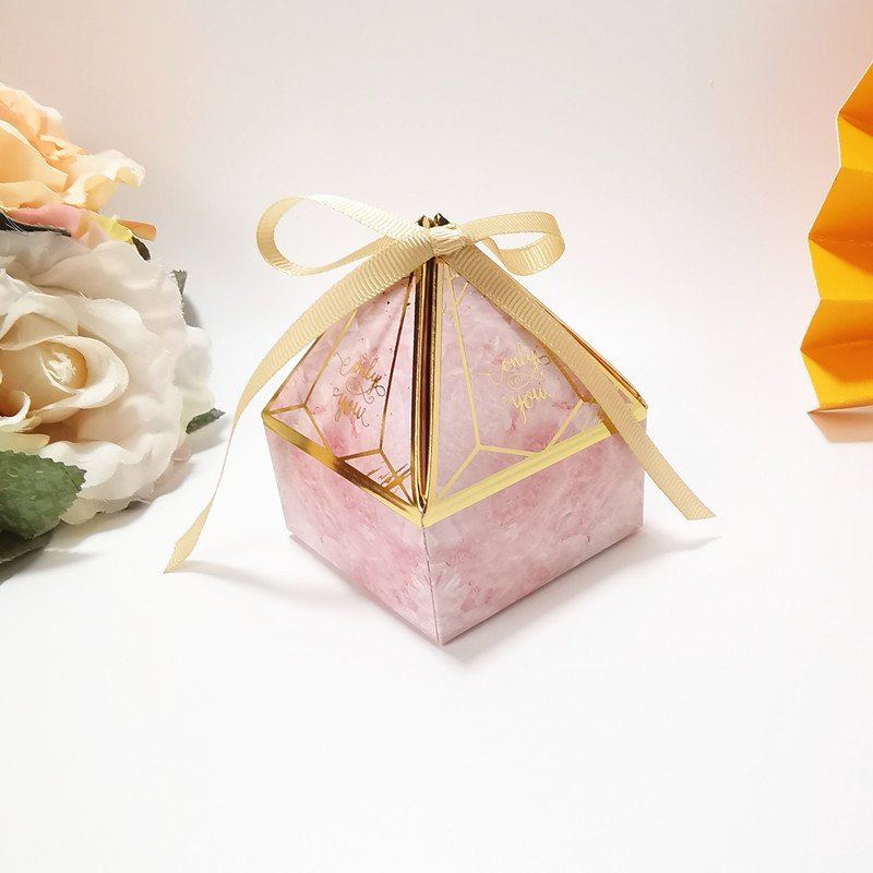 Wedding Creative Triangular Wedding Candy Box Personality Hot Stamping Tower Jewel Gift Box Folding Packaging Paper Box