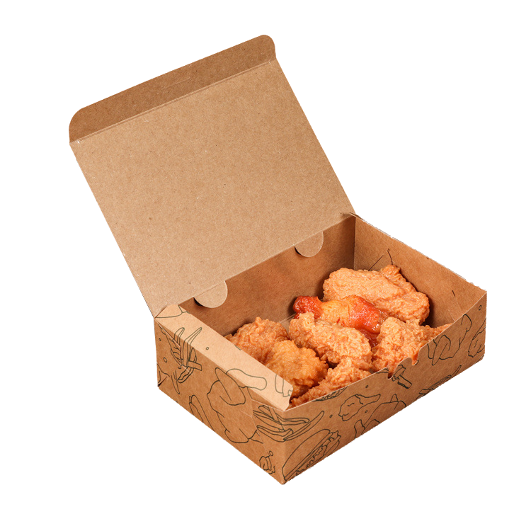 Custom High Quality Fast Food Packaging Printed Logo Take Away Hot Dog Fried Chicken To Go Boxes Restaurant Packing Box