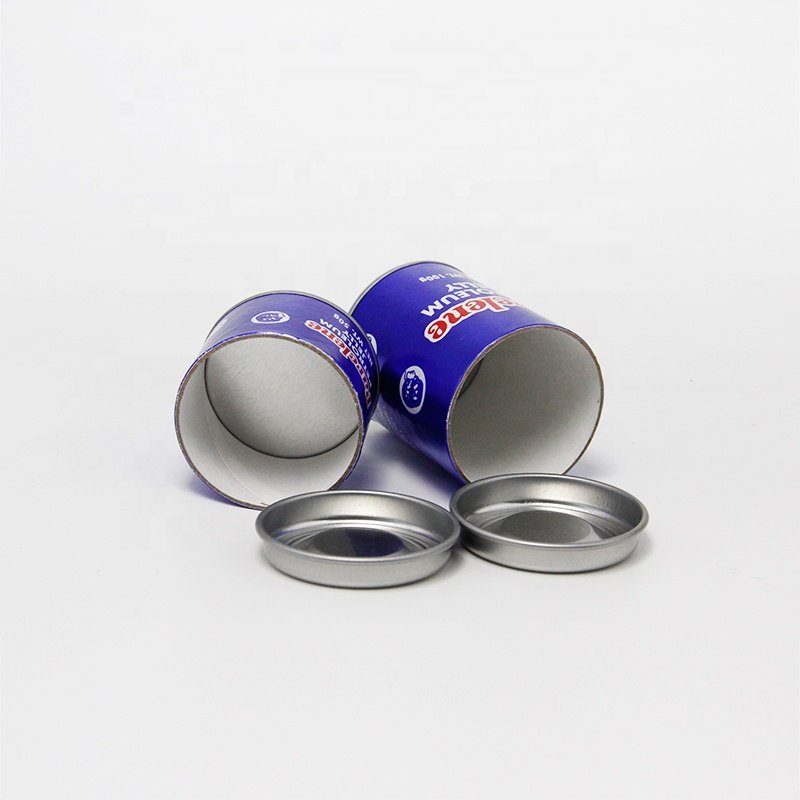 Recyclable Food Grade Cylinder Tube Packaging Can Tea Powder Cookie Packaging Paper With Metal Lid