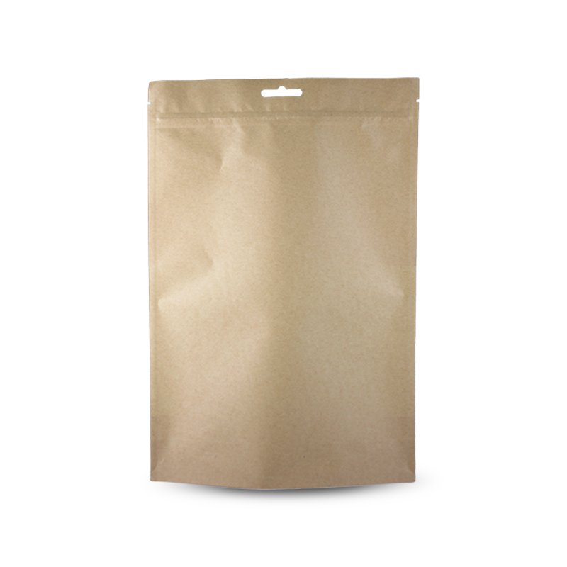 Custom printed stand up kraft paper pouch reclosable zipper food packaging bags with clear window doypack bag