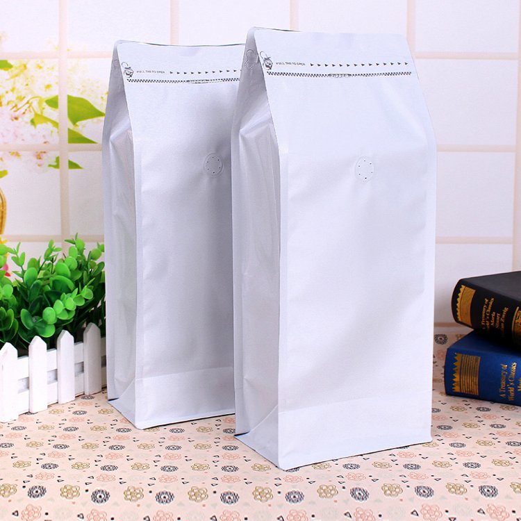 Food Packaging Laminated Flat Square Block Bottom Coffee Bags with Zipper*
