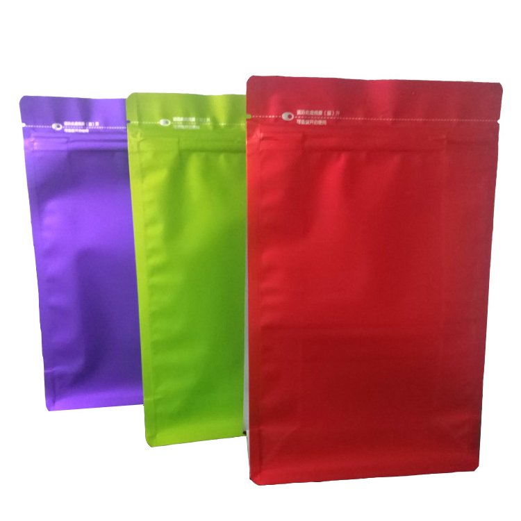 Food Packaging Laminated Flat Square Block Bottom Coffee Bags with Zipper*
