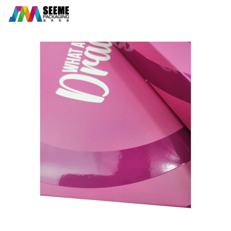 Full color printing cardboard packing gift paper box with embossed braille laque spots and UV logo