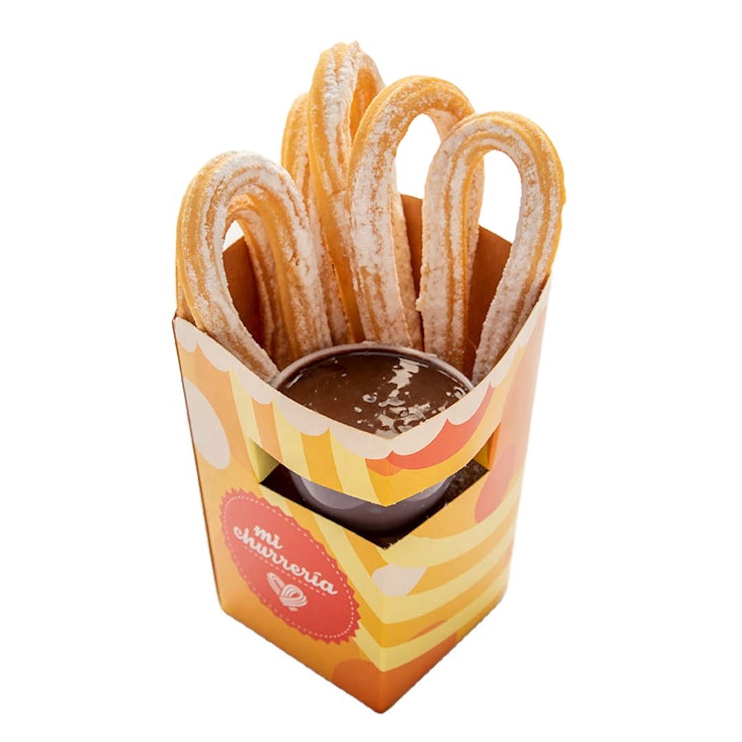 100% food grade strong take away out paper cone churros packaging box