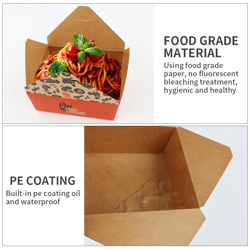 disposable custom logo brown kraft paper takeaway lunch boxes take away salad food boxes fast food container packaging