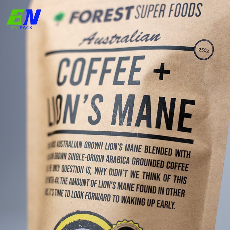 Digital Printing Dry Food Custom Kraft Paper Stand Up Food Packaging Pouch Bag With Normal Zipper