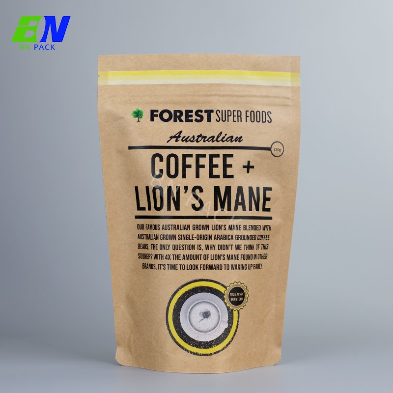 Digital Printing Dry Food Custom Kraft Paper Stand Up Food Packaging Pouch Bag With Normal Zipper