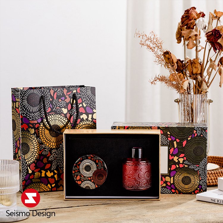 Seismo Packaging Design Hign-end Rigid Cardboard Paper Candle Gift Sliding Packk Drawer Packaging Box Custom Logo