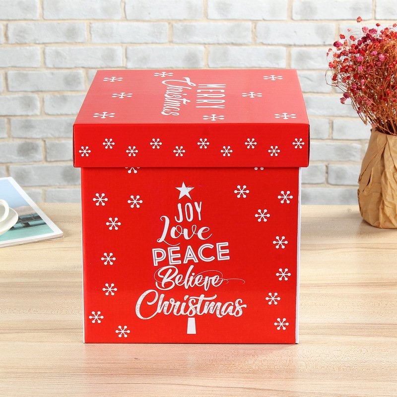 Christmas gift hand-held corrugated box square storage packaging gift color box custom