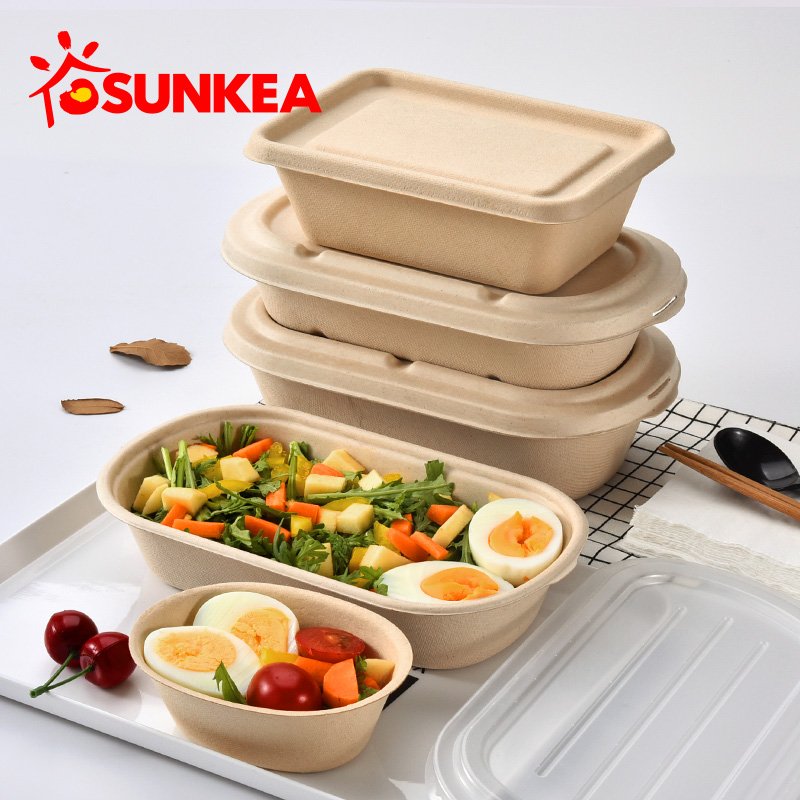 Biodegradable compostable pulp packaging box for salad