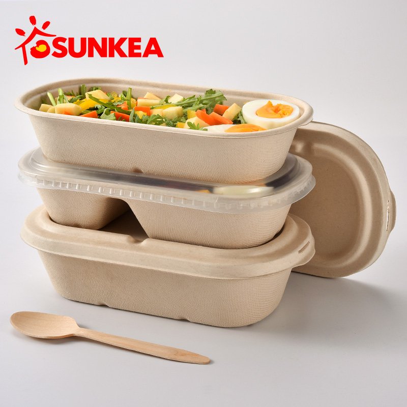 Biodegradable compostable pulp packaging box for salad