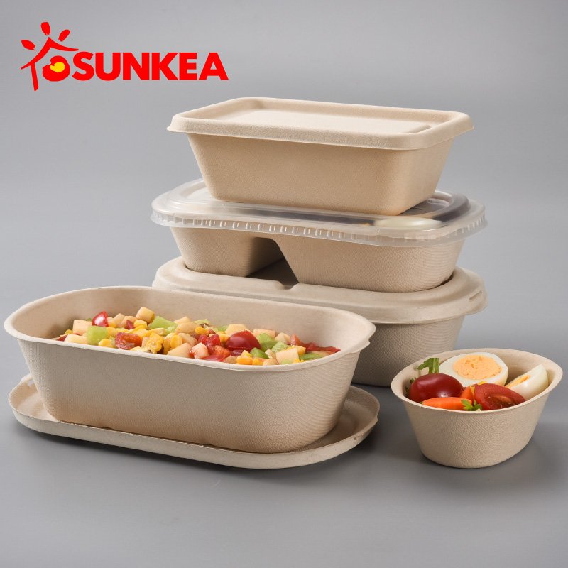 Biodegradable compostable pulp packaging box for salad