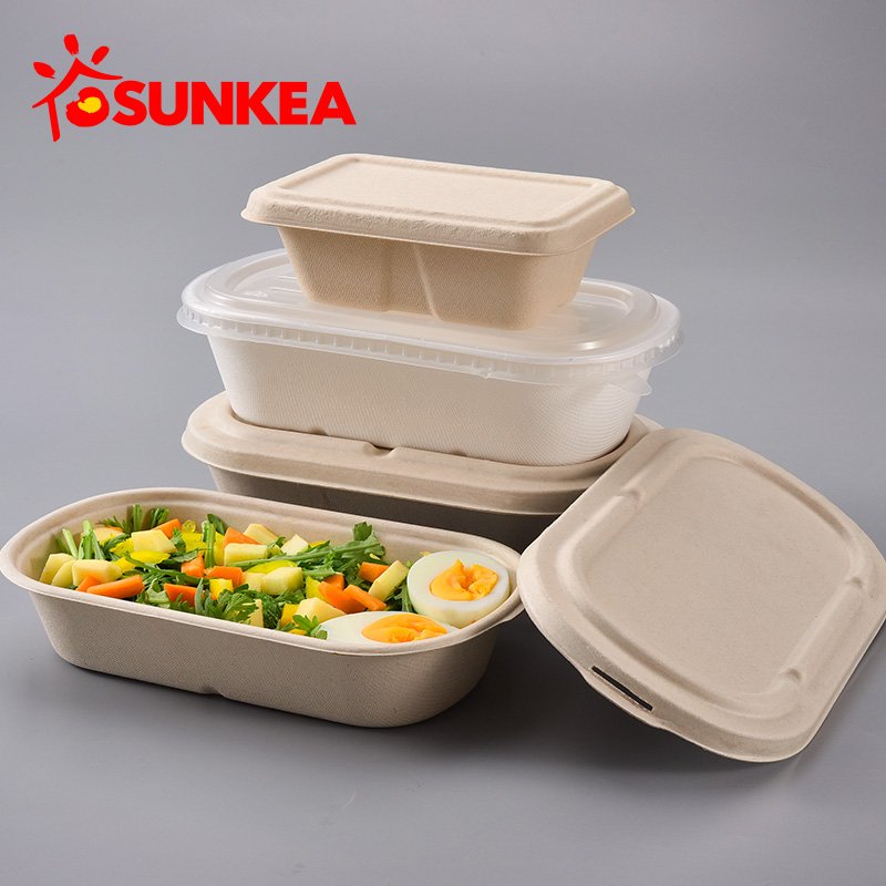 Biodegradable compostable pulp packaging box for salad