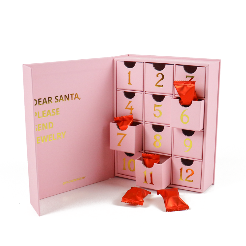 customize printing egant jewellery packaging paperboard sweets gift box cases candy advent calendar chocolate drawer paper box