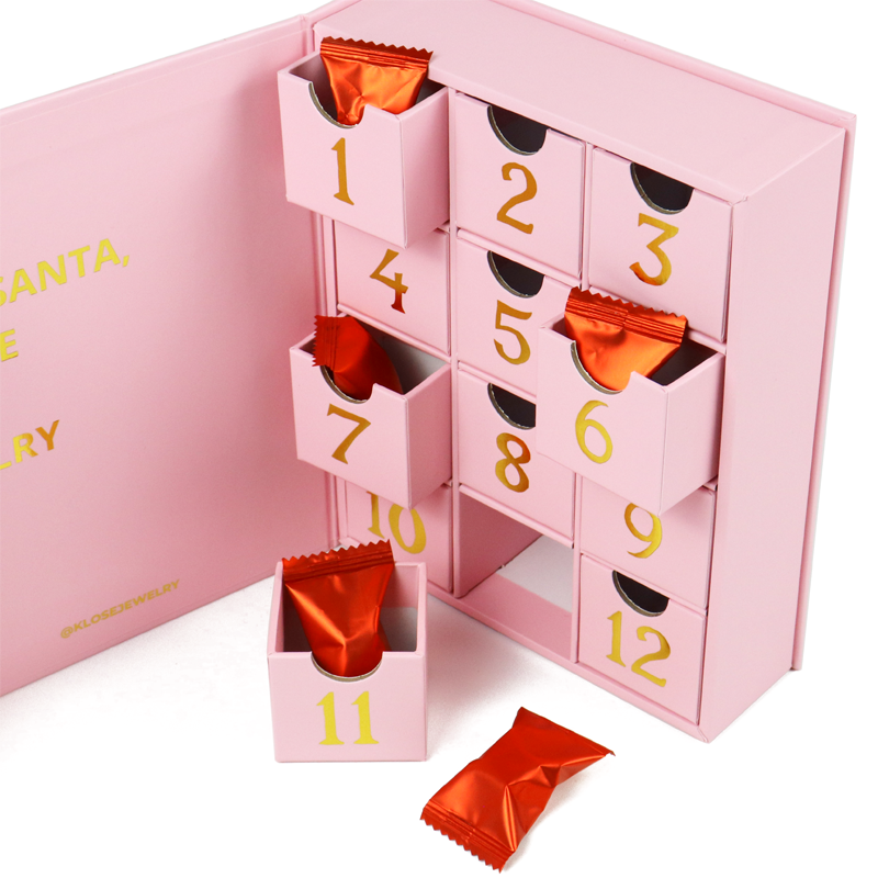 customize printing egant jewellery packaging paperboard sweets gift box cases candy advent calendar chocolate drawer paper box