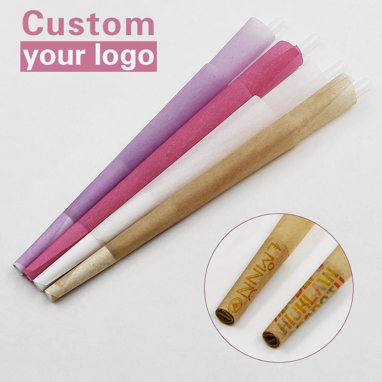 Custom Flavored Rolling Paper Natural Herbal Kingsize Pre Rolled Cones for Retail Small Box