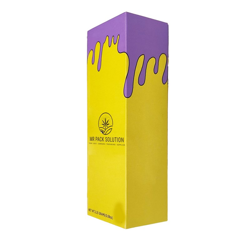 Luxury Custom Pre SmellProof Roll Yellow Long Magnet Clamshell Packaging Paper Box Pack