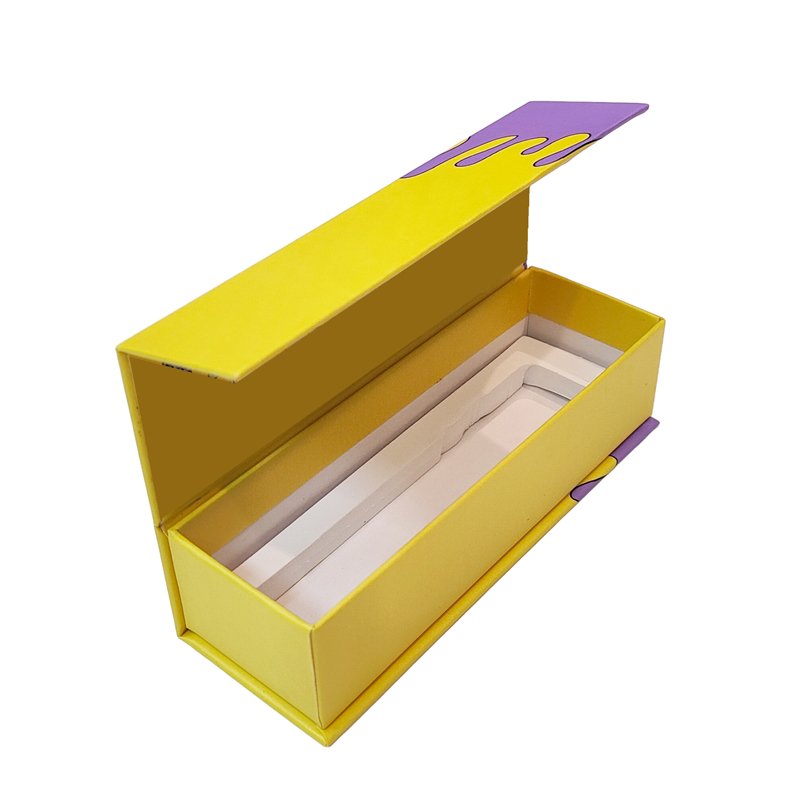 Luxury Custom Pre SmellProof Roll Yellow Long Magnet Clamshell Packaging Paper Box Pack