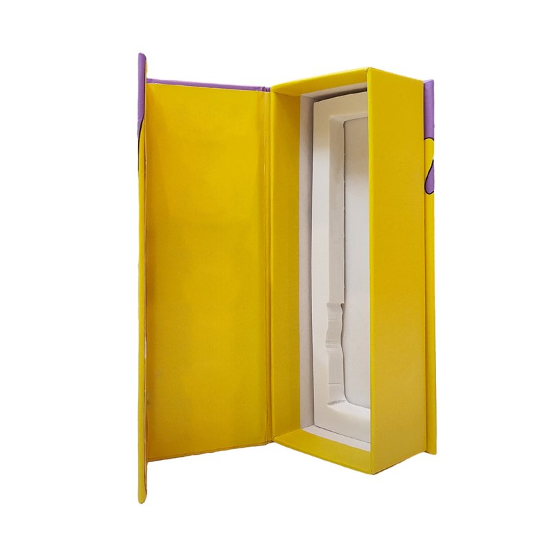 Luxury Custom Pre SmellProof Roll Yellow Long Magnet Clamshell Packaging Paper Box Pack