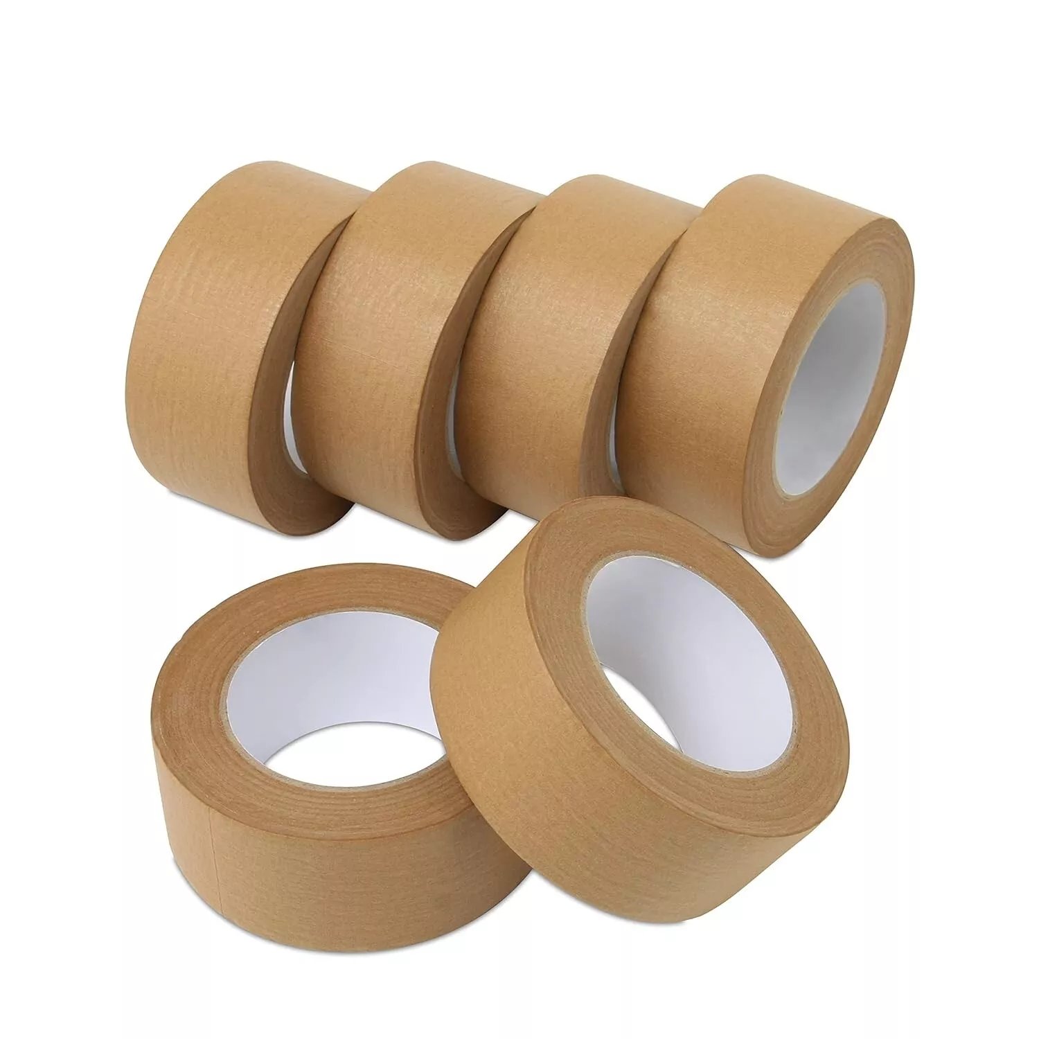 Manufacture 1/2/3" * 55 Yard Self-Adhesive Kraft Paper Carton Box Sealing Packing Tape Biodegradable&Recyclable 6 Rolls/piece