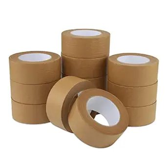 Manufacture 1/2/3" * 55 Yard Self-Adhesive Kraft Paper Carton Box Sealing Packing Tape Biodegradable&Recyclable 6 Rolls/piece
